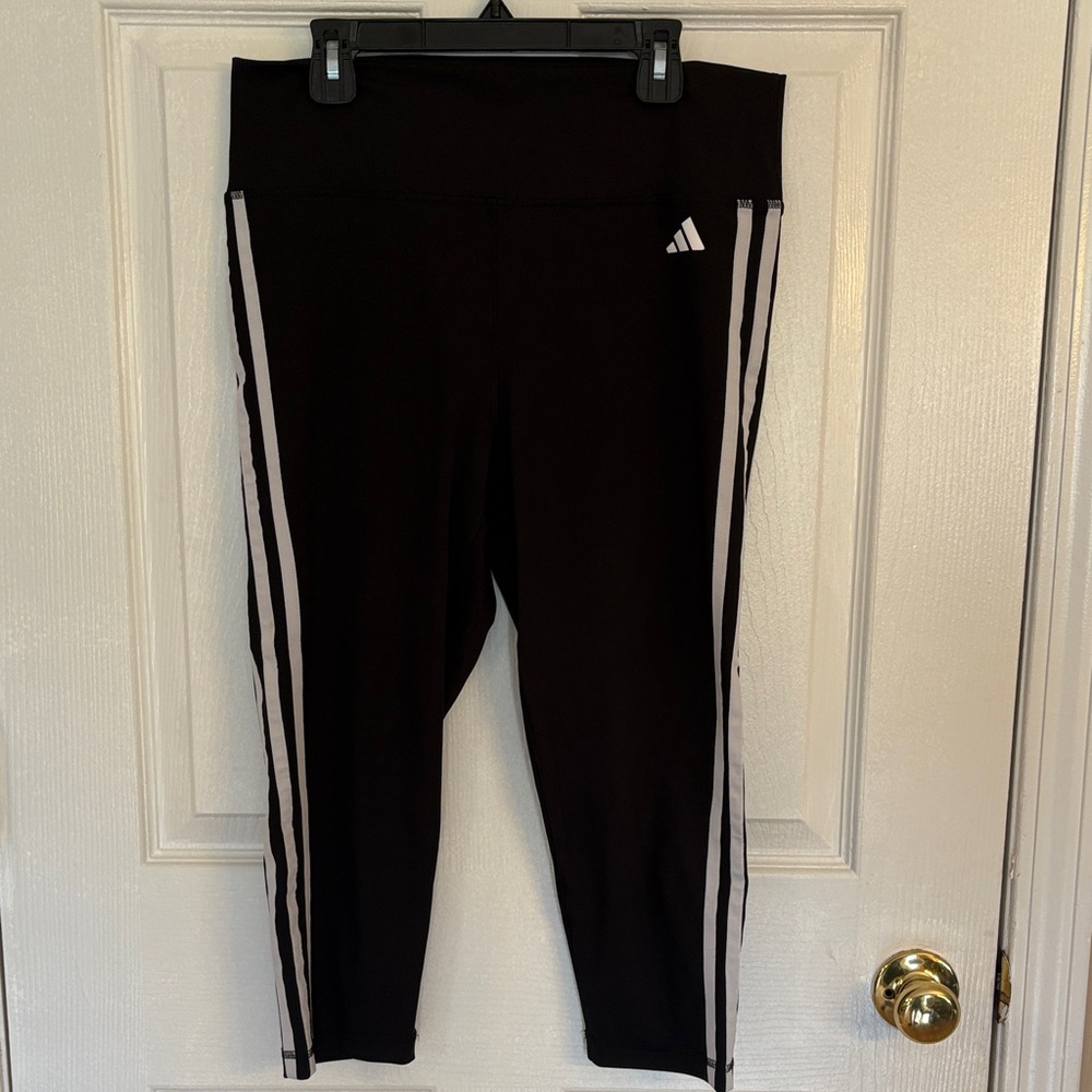 Adidas Kids Black Leggings with White Accents